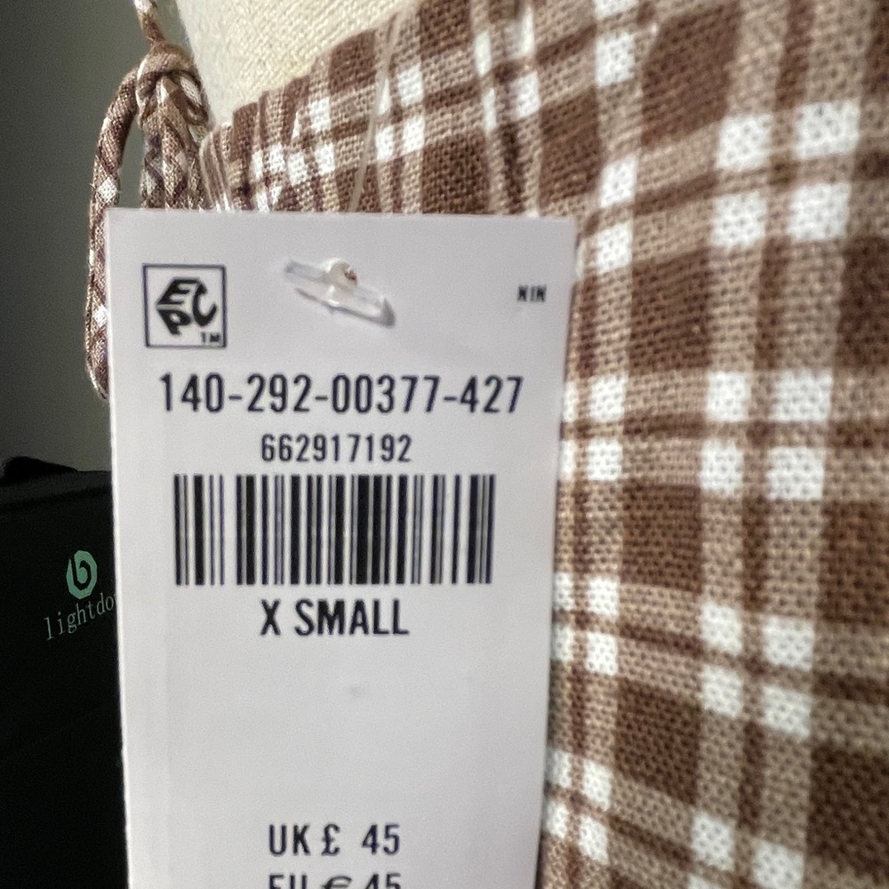 Abercrombie & Fitch Brown Gingham Plaid Crop Cami Tie Sides Extra Small NWT 🤎 - Picture 5 of 6